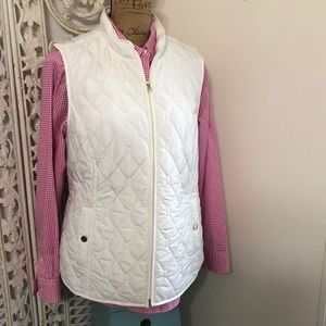 White Quilted Vest Gold Trim Croft & Barrow Sz XL